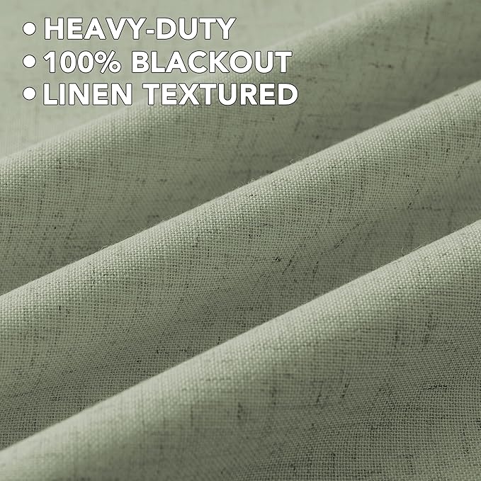 H.VERSAILTEX Linen Curtains 100% Blackout Curtains for Bedroom 108 inch Long Full Light Blocking Nature Linen Blended Window Curtains for Living Room Nickel Grommet (2 Panels, Heathered Tea)