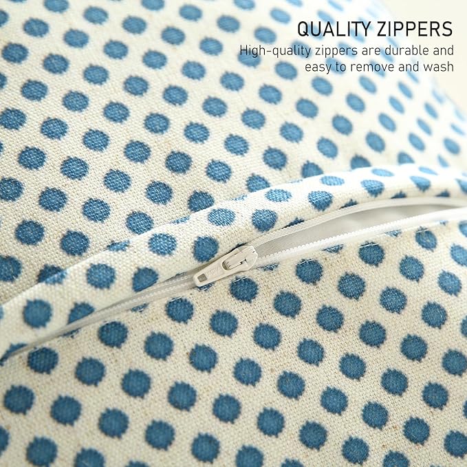 Design Square Simple Elegant Linen Throw Pillow Covers 18"x18" Pack of 2, Blue Yellow Floral Pattern Cushion Covers Decor Pillowcases for Bed,Living Room,Outdoor,Car