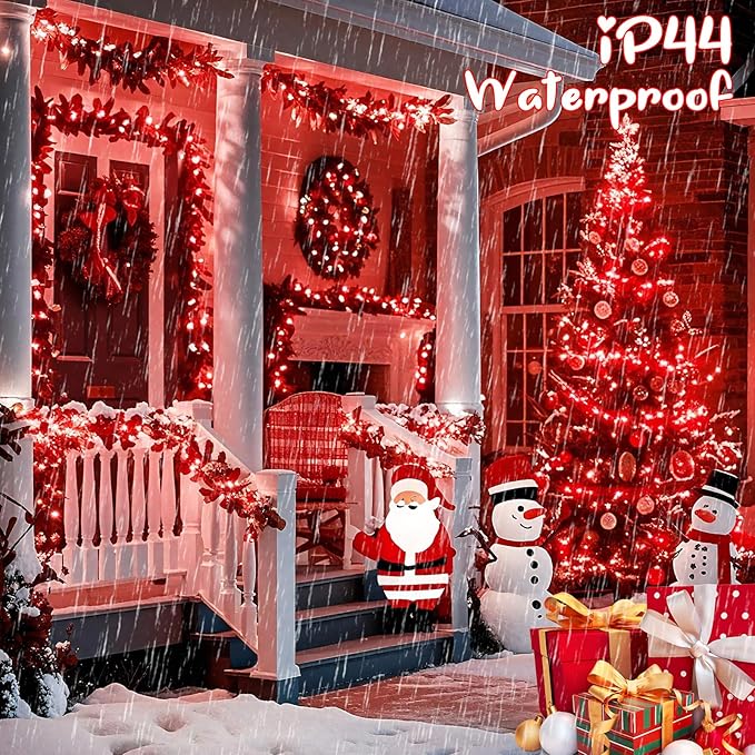 KAQ Connectable 240LED Red String Lights Outdoor/Indoor, Extendable Plug in Twinkle Fairy Lights Waterproof with 8 Modes&Timer Function for Garden Bedroom Patio Tree Christmas Decorations