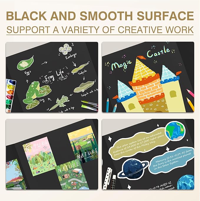 Chell 36" x 48" Large Trifold Poster Board, 4 Pack, Black Corrugated Project Boards for Science Fair, School Projects, Event Displays and Business Presentations