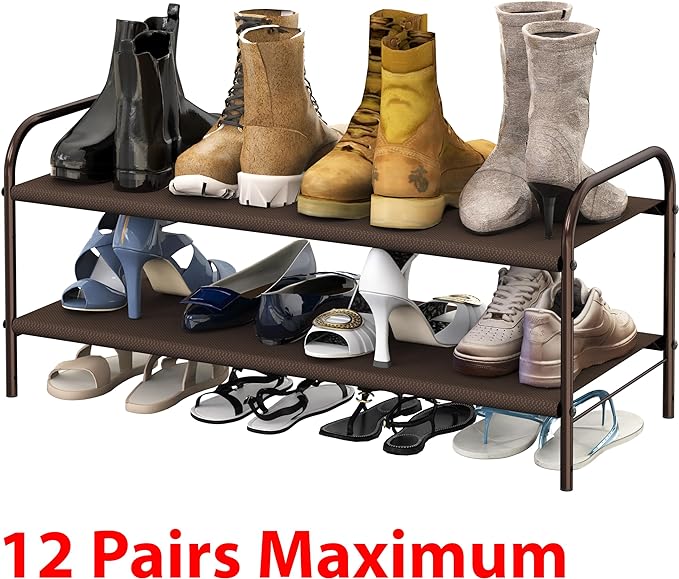 Simple Houseware 2-Tier Shoe Rack Storage Organizer, Bronze