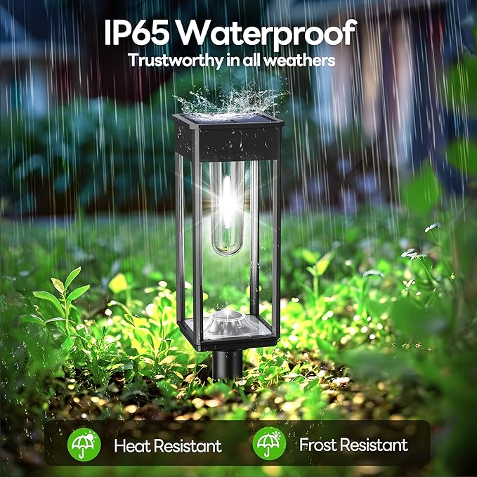 Solar Pathway Lights Outdoor IP65 Waterproof, 6 Pack 6500K LED Auto On/Off Walkway Landscape Light for Yard Lawn Garden Patio Driveway Outside Decor, Cool White