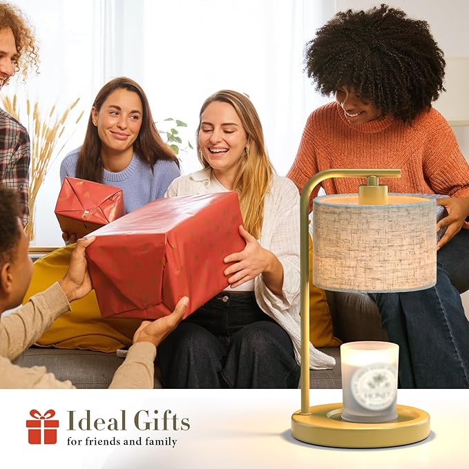 Gold Candle Warmer Lamp with Timer Dimmer, Electric Candle Warmer Wax Heater, Birthday Gifts for Women Her, Mom, House Warming Gifts New Home