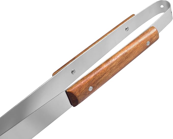 Internet's Best 3-Piece BBQ Grilling Utensil Set - Long Wooden Handle Spatula, Barbeque Fork, and Serrated Tong Meat Grabbers - Smoker Charcoal Gas Electric Cooking Utensils