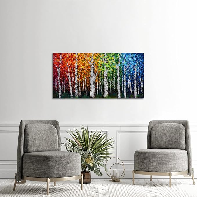 Abstract Colorful Tree of Life Painting Canvas Wall Art Big Tree Branches Picture Poster Prints for Living Room Home Decor Wrapped Ready to Hang 20x40Inch