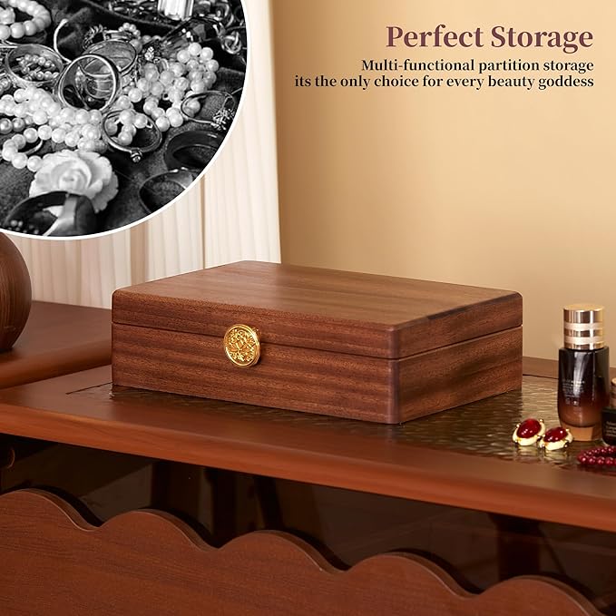 Wooden Jewelry Box For Women Jewelry Organizer Box With Lock Jewelry Holder Organizer For Necklace Ring Earring