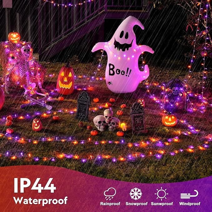 JMEXSUSS 400LED Orange and Purple Halloween String Lights Indoor Outdoor Waterproof, 132ft 8 Modes String Lights Plug in with Remote, Twinkle Light for Room Tree Fireplace Halloween Party Decorations