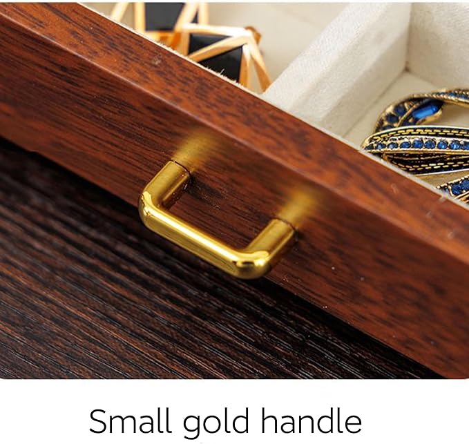 Bescott 5 Layer Solid Wooden Jewelry Box with Lock and Key for Women Men Vintage Velvet Wood Jewelry Organizer Storage for Earrings Rings Necklaces Bracelet Watch Mother’s Day Gift