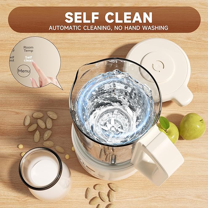 Nut Milk Maker Machine,8 in 1 New Upgrade Soy Milk Maker Automatic for Almond,Oat,Plant-Based Milk and Non-Dairy Beverages,40oz Almond Milk Maker Machine with Delay Start/Self Clean/Boil Water
