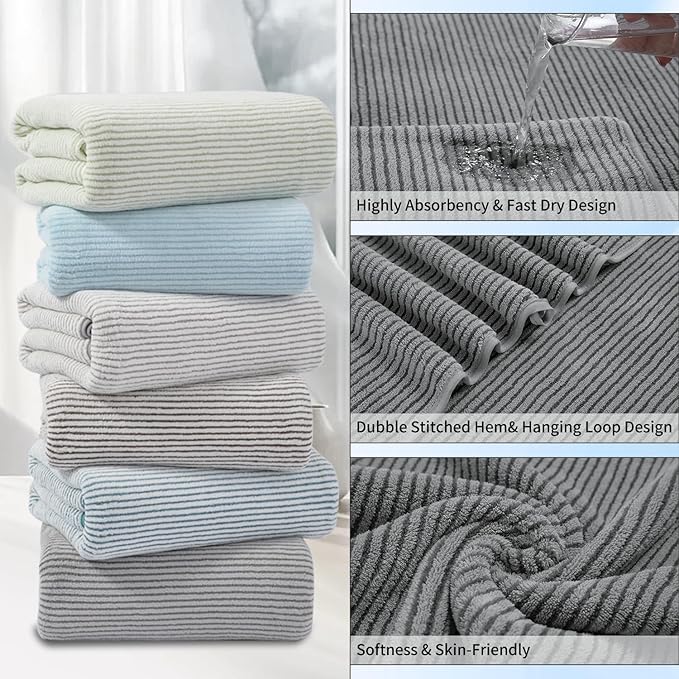 4 Piece Bath Towel Set 35"x70"Oversized Bath Towel for Bathroom Ultra Soft Fluffy Extra Large Bath Sheet Luxury Premium Bathroom Towel Highly Absorbent Quick Dry Shower Towel for Hotel Spa,Dark Grey