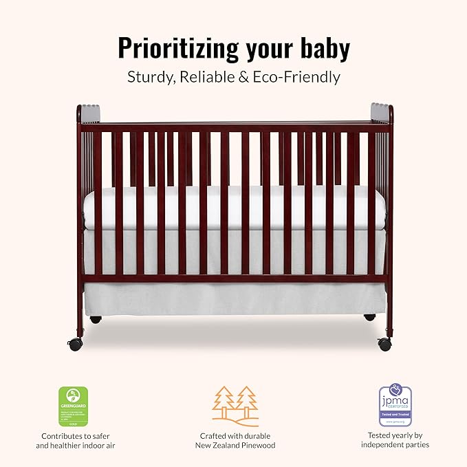 Dream On Me Carson Classic 3-in-1 Convertible Full-Size Baby Crib in Espresso, GreenGuard Gold & JPMA, 4 Mattress Heights, Converts to Day & Toddler Bed, Locking Wheels, Classic Nursery Design