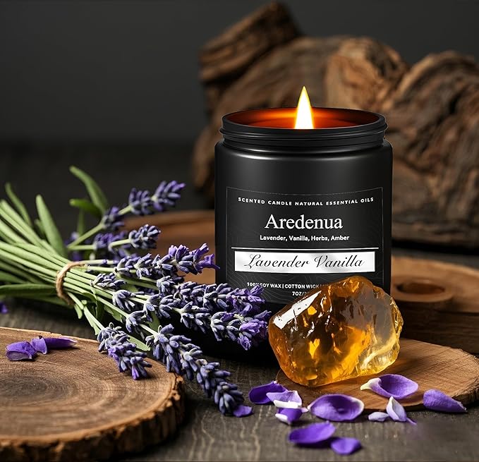 Lavender Vanilla Candle | Candle Gifts, Soy Candles for Home Scented, Aromatherapy Gifts for Women Men - 7oz Scented Candles for Home, 50 Hours Burn Time, Perfect for Relaxing Home Fragrance