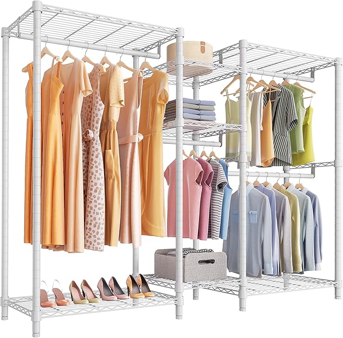 VIPEK Classic V6 Wire Garment Rack 5 Tiers Heavy Duty Clothes Rack for Hanging Clothes, Wardrobe Racks Compact Large Metal Clothing Racks Freestanding Closet Storage Racks, Max Load 850LBS, White