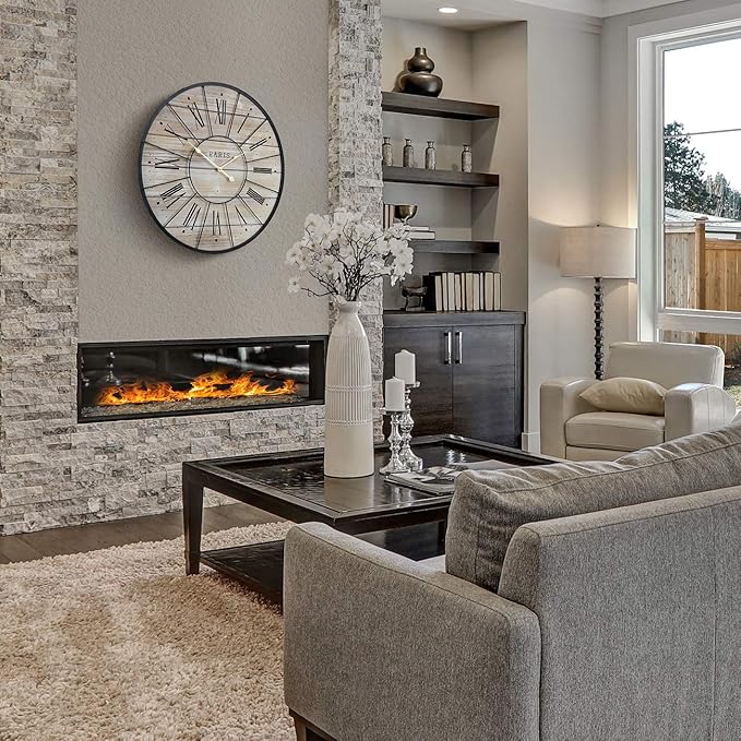 Sorbus Paris Large Wall Clock for Living Room - 24-Inch Oversized Centurian Roman Numeral Style Modern Clock - Wood Metal Decorative Analog Home Decor