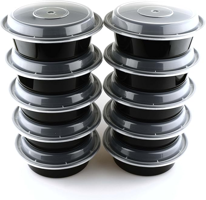 Green Direct Meal Prep containers 16 Oz. Round Microwavable Food Container with Lid /Portion Control Pack of 10