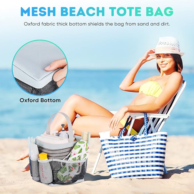 2 Pack Mesh Shower Caddy Portable for College Dorm Room Essentials, Shower Caddy Dorm with 8-Pocket Large Capacity,Shower Bag for Beach,Swimming,Gym