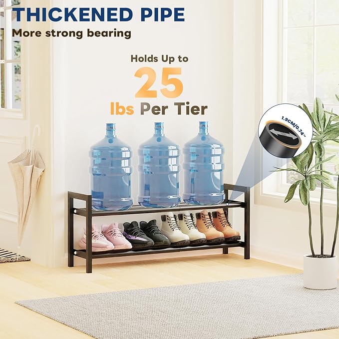 Mavivegue Expandable Shoe Rack, 2-Tier Adjustable Shoe Organizer, Shoe Shelf for Closet, Entryway, Front Door