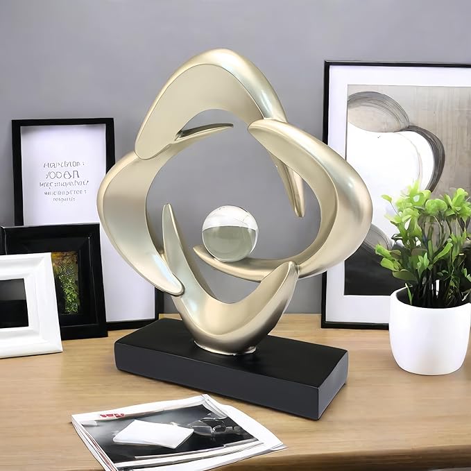 Modern Home Decor Abstract Decorative Sculpture Decorations for Living Room Dining Room Office, Resin Art Statues Coffee Table Bookshelf Decor Accents (Gold)