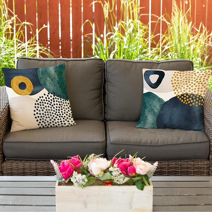 Jartinle Boho Abstract Pillow Covers 18x18 Set of 4 Mid Century Modern Throw Pillow Covers Geometric Pillow Covers for Outdoor Couch Sofa Minimalist Home Decor