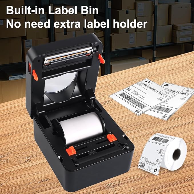Thermal Shipping Label Printer 4x6 Label Print,Bluetooth Thermal Label Printer,Circle Sticker Printer,Sticker Printer for Small Business,Widely Used for Amazon, Ebay (Black)