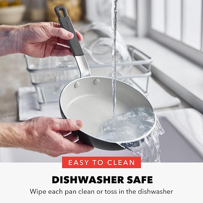 GreenPan x Bobby Flay 2 Piece- 8” and 10” Nonstick Frying Pan Skillet Set, PFAS-Free Diamond Ceramic, Induction Suitable, Stay-Cool Silicone Handle, Easy Clean Dishwasher & Oven Safe, Graphite