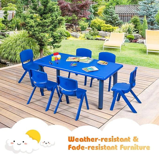 Costzon Plastic Stackable School Chairs, 6 Pack, Kids Learning Chairs with 11 inch Seat Height, Carrying Handle, Waterproof Children Chairs for Playrooms, Schools, Daycares and Home (6 Pack, Blue)