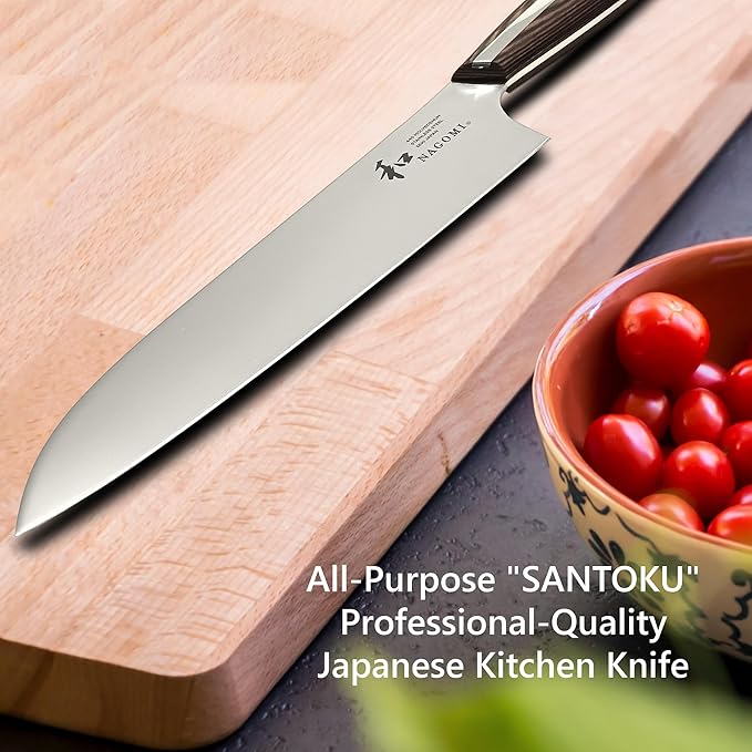 NAGOMI] 7-Inch All-Purpose Knife for Meat, Fish, Vegetables | Professional-Quality Japanese SANTOKU Kitchen Knife with Ergonomic Handle | Stainless Steel Ultra Sharp | Gift Box