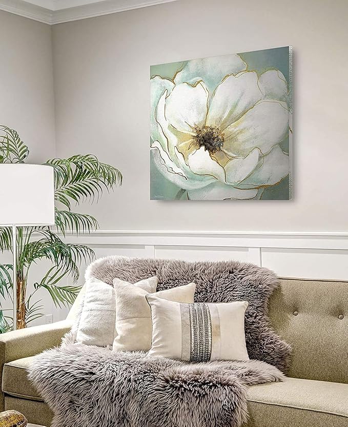 Wexford Home Soft Teal Splendor Gallery Wrapped Canvas Wall Art, 40x40,