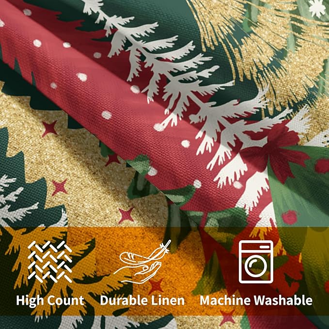 Kawani Christmas Green Decorative Pillow Covers 24x24 Inch Set of 2 Christmas Tree Outdoor Throw Pillow Covers Winter Xmas Holiday Pillowcases Cushion Covers for Home Couch Christmas Decor