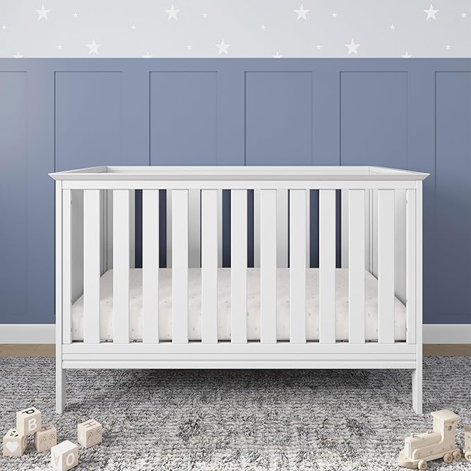 Child Craft Atwood 3-in-1 Convertible Crib, Baby Crib Converts to Day Bed, Toddler Bed, 3 Adjustable Mattress Positions, Non-Toxic, Baby Safe Finish (Matte White)