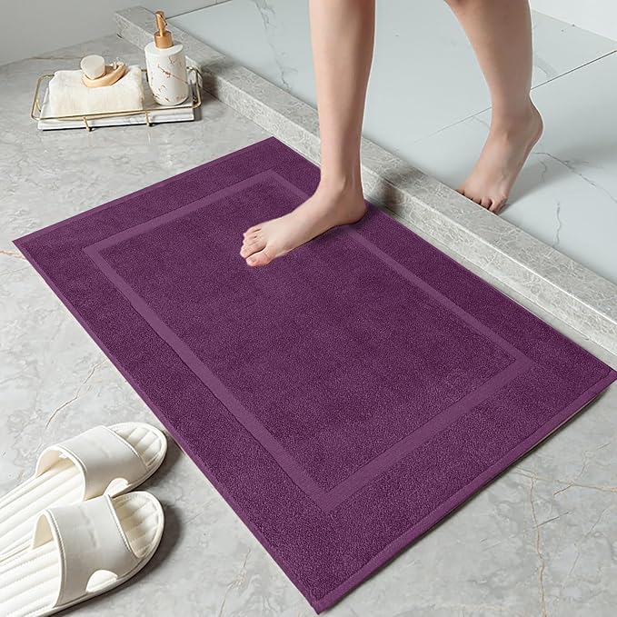 DAN RIVER Classic Bath Mat - Purple Passion, 100% Ring Spun Cotton, Pack of 2, 21x34 inches, 800 GSM, Non-Slip, Absorbent, Quick Drying, Machine Washable Bathroom Floor Mats for Shower, Kitchen & Bath