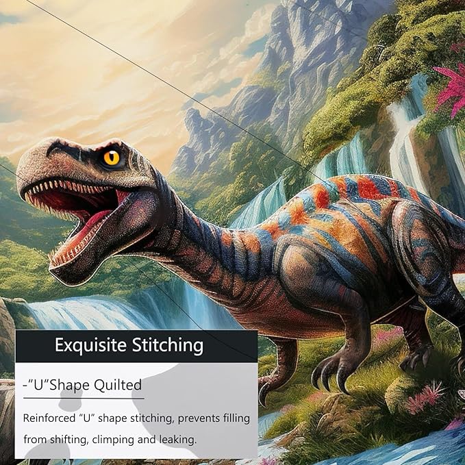 King Size Kids Dinosaur Bedding Set - 3 Piece Microfiber Dinosaur Comforter Set for Boys & Home Decor