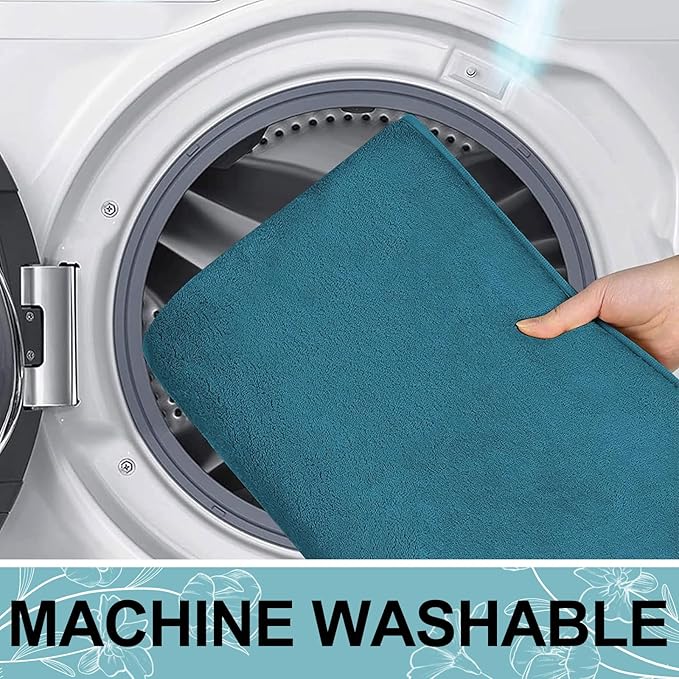 Smiry Memory Foam Bath Mat 47x32, Extra Soft and Absorbent Bathroom Mats, Non Slip Washable Carpet for Floor, Shower and Tub, Peacock Blue