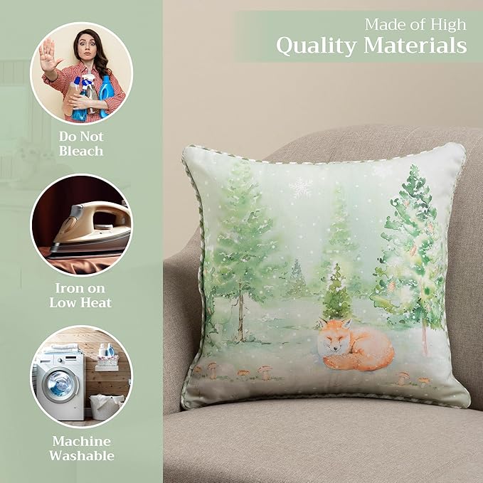 Maison d' Hermine Decorative Pillow Covers 20x20 Inch Square 100% Cotton Throw Pillow Covers with Invisible Zipper Cushion Case for Living Room Couch, Chair, Sofas, Bedroom, Home (Winter Mornings)