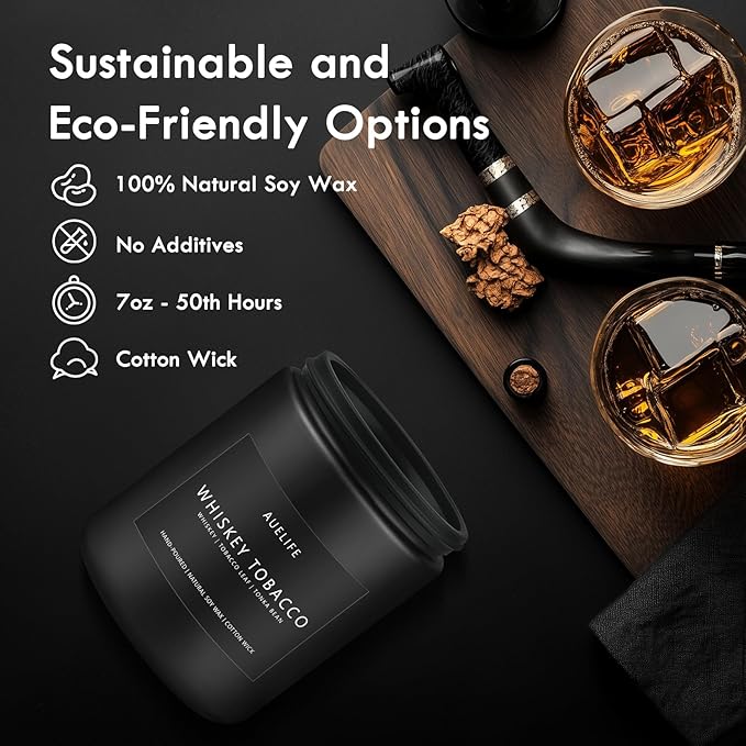 Scented Candles Set | Gifts for Men - 4Pack Masculine Candle, Soy Candles for Home Scented, Aromatherapy Gift for Dad Fathers Day, Home Fragrance of Whiskey Tobacco/Mahogany/Amber Patchouli/Leather