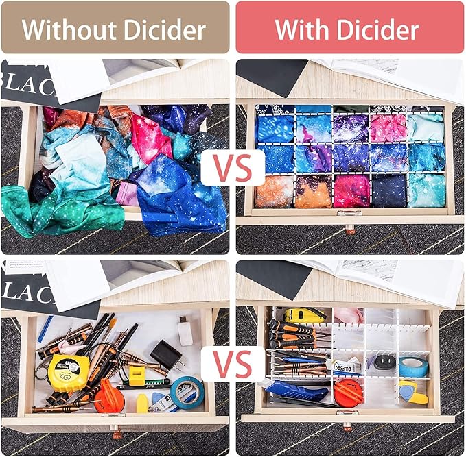 40Pcs Drawer Dividers, Adjustable Drawer Organizer for Socks, Underwear, Makeup, Can Help Tidy Kitchen, Bedroom, Dresser Blue