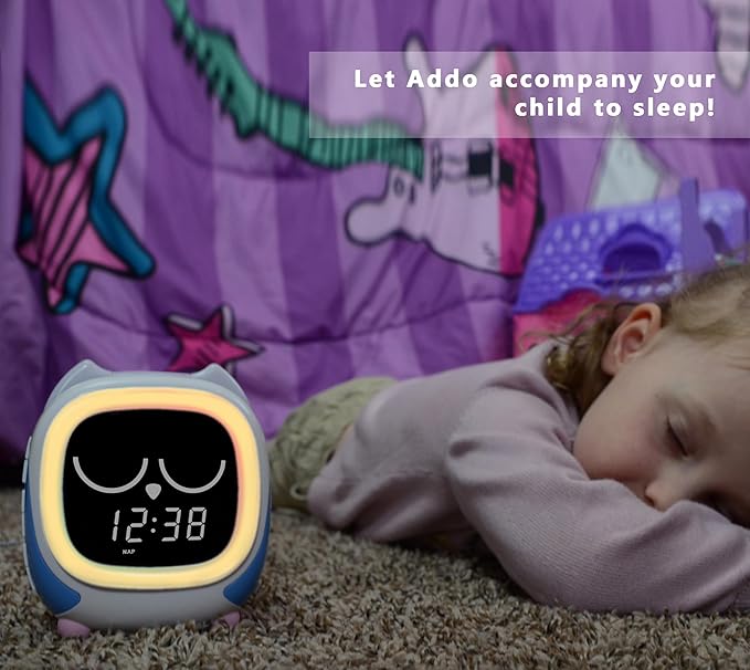 iTOMA Addo Kids Alarm Clock,Sunrise/Sunset Simulation Bedside Lamp, Grow Children's Clock Trainer and Bluetooth Music Player,White Noise Sleep Sounds Wake Up Clock Owl CKS912