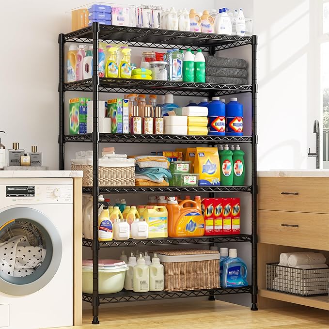 REIBII 71" H Storage Shelves 6 Tier Wire Shelving Unit 1200LBS Metal Shelves Adjustable Shelving Units and Wire Shelf Storage Rack Shelf Metal Shelving, Dorm Storage Shelves, 71" H x 29" W x 14" D