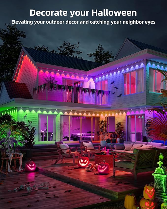 Permanent Outdoor Lights, 111ft with 72 RGBIC LED Light with App Control, Waterproof Permanent Christmas Lights for Outside Roofline Decor, Garden Decor, House,Party, Christmas Decoration