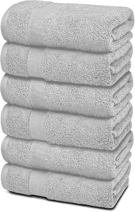 White Classic Resort Collection Soft Hand Towels | 16x27 Luxury Hotel Plush & Absorbent Cotton Hand Towel [6 Pack, Dolphin Grey]