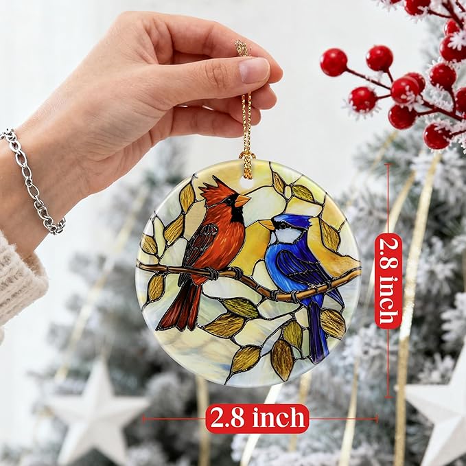 Cardinal & Blue Jay Ornament, Christmas Ornaments, Christmas Decorations, Holiday Decor Gifts for Family, Friends & Bird Lovers, Gift Exchange & Gift Idea, Giftbox Included