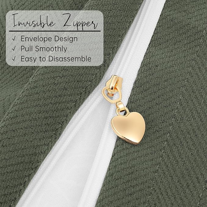 ZWJD Army Green 12x20 Pillow Covers Set of 2 Chenille Throw Pillow Covers with Elegant Design Soft and Luxurious Decorative Throw Pillows for Couch, Bed, and Home Decor