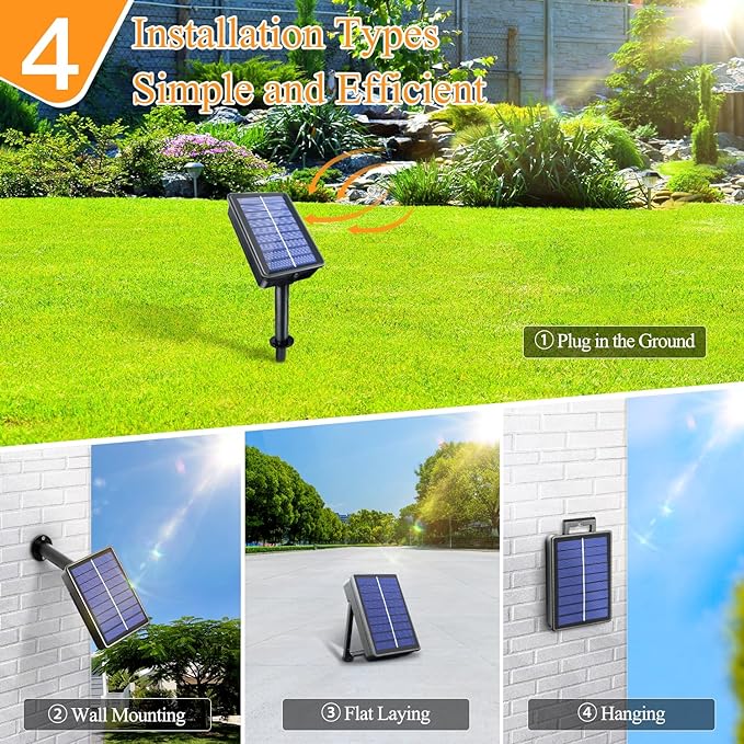 2 Pack Solar String Lights Total 240LED 80FT, IP67 Waterproof String Lights for Outside with 8 Modes, Upgraded Solar Panel Fairy Lights for Garden Party Wedding Decorations (Warm White)