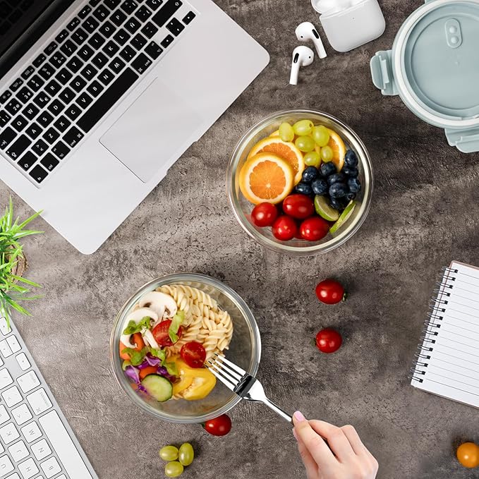 4 PCS Food Storage Containers with lids Set, Airtight 2.5 Cup Glass Meal Prep Containers, Heat-Resistant BPA-Free Glass Containers for Soup Leftover, Microwave, Dishwasher Freezer Safe 20 OZ