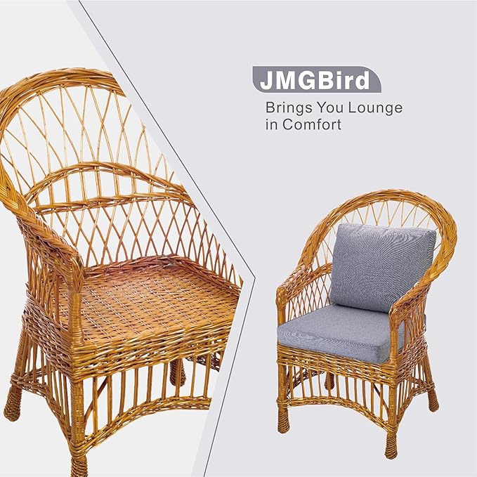 JMGBird Outdoor Seat/Back Chair Cushion Tufted Pillow, Indoor Deep Seat Chair Cushion Set 22"x22"