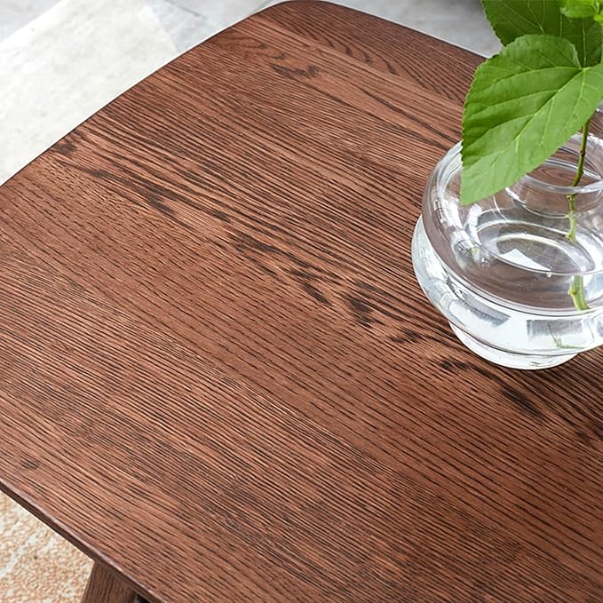 2-Tier Solid Oak Wood Coffee Table - Practical Center Table with Double Storage for Small Apartments, Living Rooms, Bedrooms, and Offices (Walnut, 39.37" D x 19.69" W x 17.32" H)