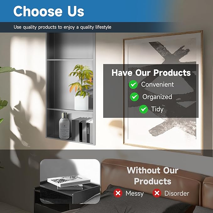 30" X 12" Stainless Steel Shower Niche Insert Tile Ready, Niche for Shower Wall, 3-Tier Recessed Shelves No Tile Needed for Bathroom Storage, Brushed Nickel