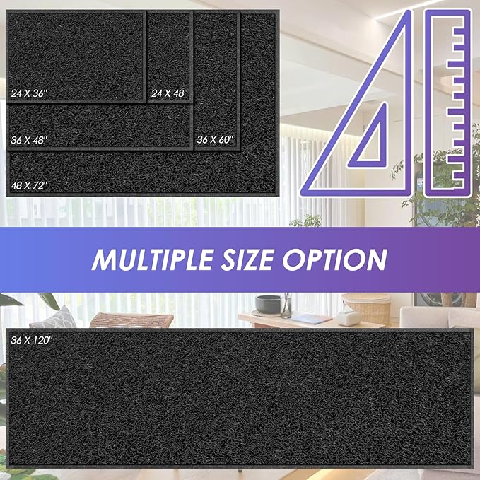 Kuyal Door Mat, 4'x6' Indoor Outdoor Entrance Mat to Trap Dirt and Moisture, Non Slip Waterproof Outdoor Mats, Commercial Floor Inside Outside Entrance, Heavy Duty Durable Welcome Mats, Black