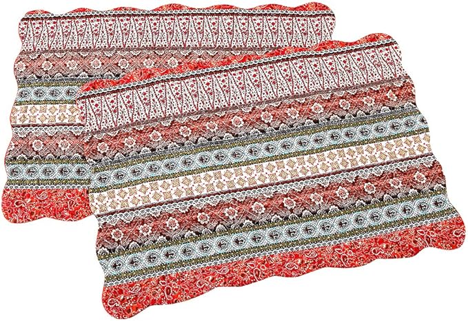 NEWLAKE Quilted Cotton Bed Pillowcases,Striped Classical Style, 2 Pieces, 20x36 Inch