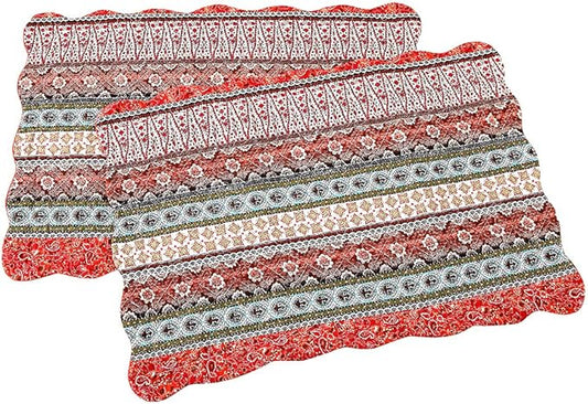 NEWLAKE Quilted Cotton Bed Pillowcases,Striped Classical Style, 2 Pieces, 20x36 Inch